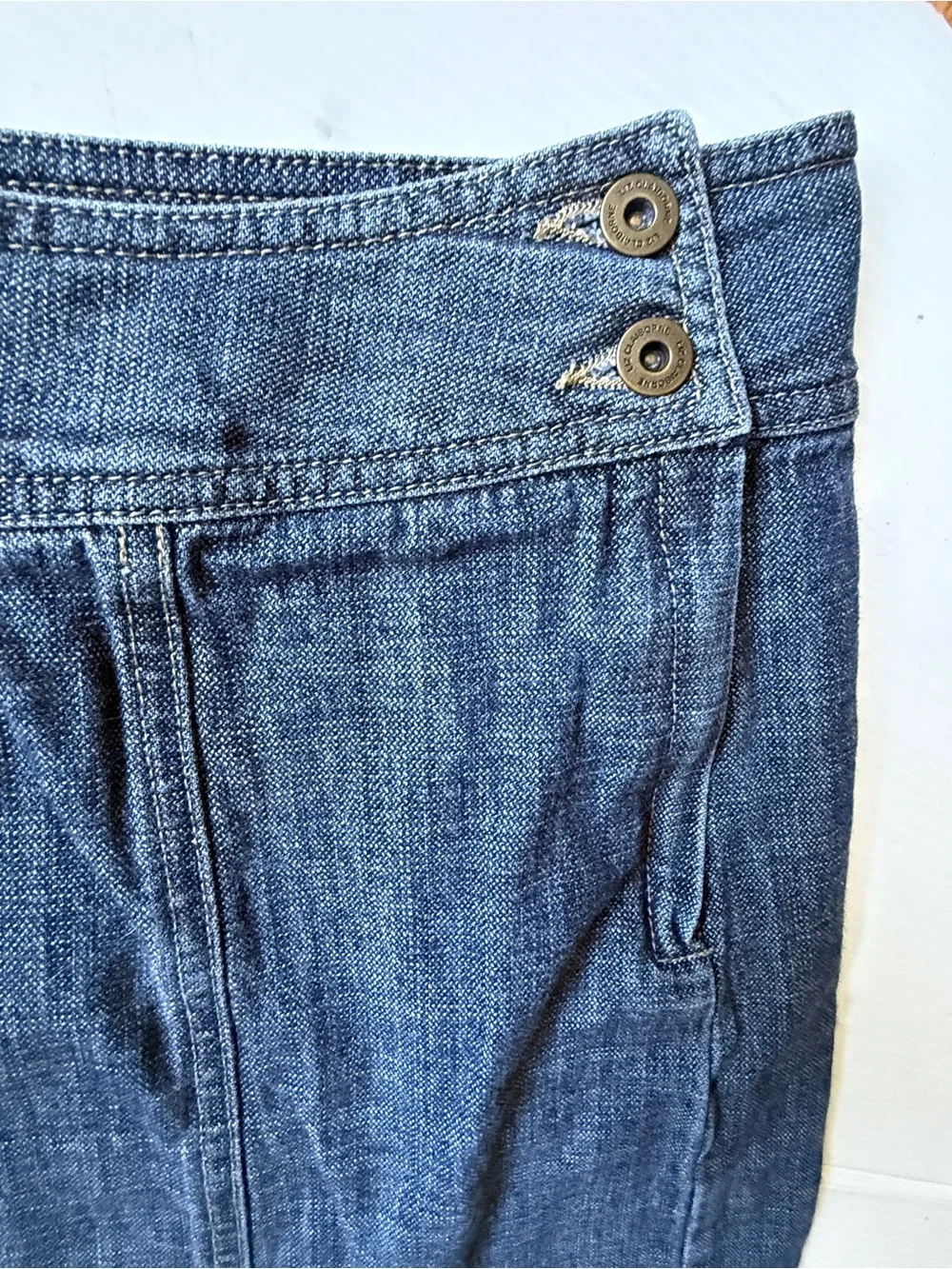 Liz Claiborne Dark Denim Maxi Skirt Wide Waistband Side Zipper